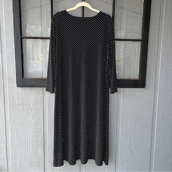Talbots Woman dress, black with small off-white polka dot print, loose and flowy - Picture 5 of 11